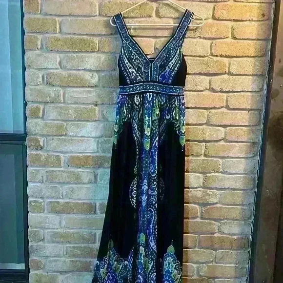 INC Multi-Colored & Embellished Maxi Dress - Picture 1 of 6